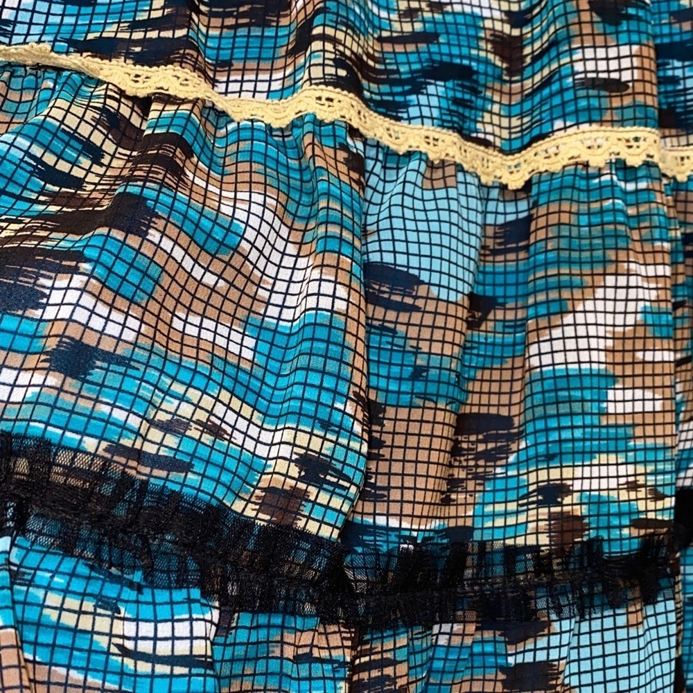 Choices Large Teal,Black,Brown and Cream A Line Skirt. NWT - Picture 4 of 9